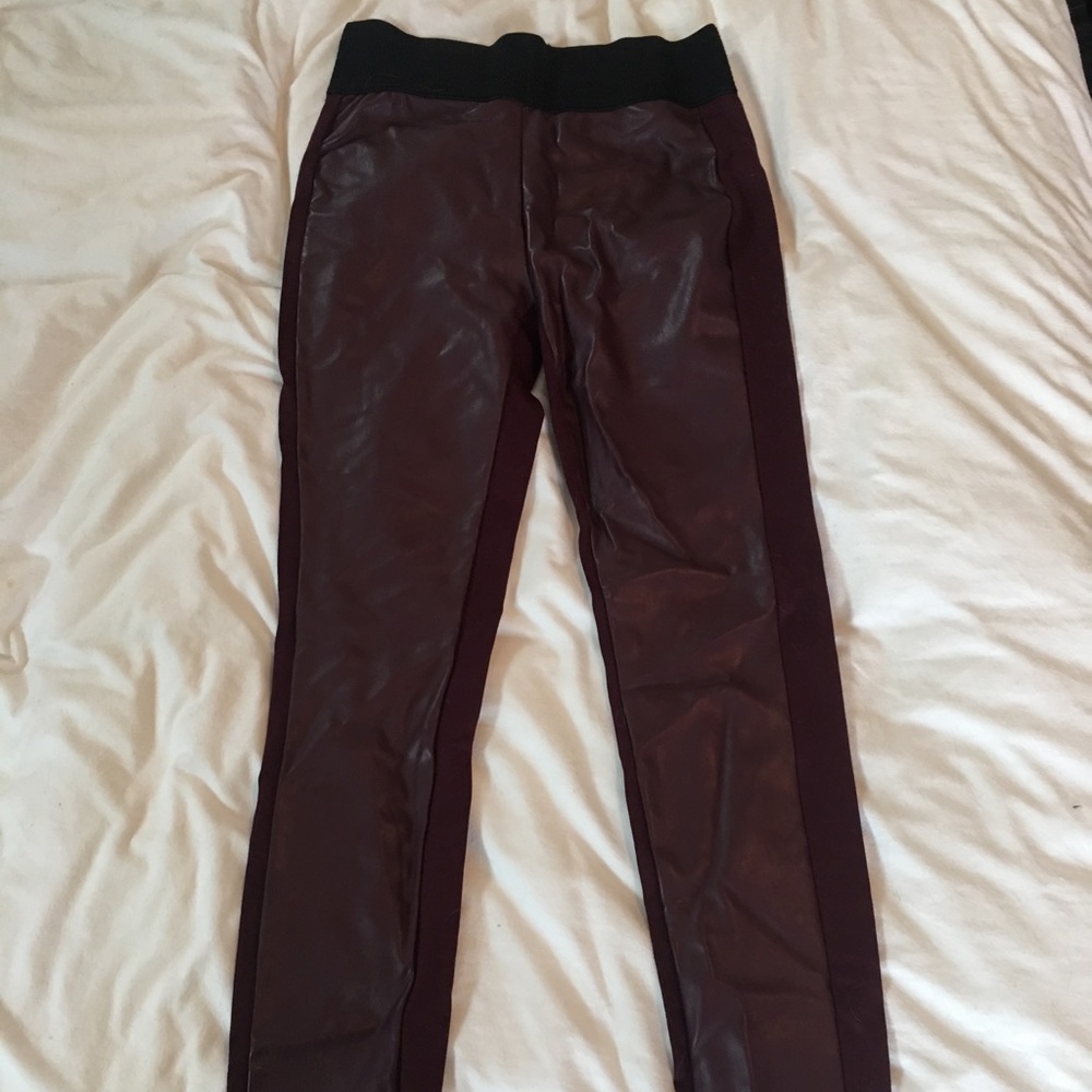 Maroon colored leggings